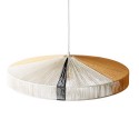 hk living suspension xl ronde en corde de papier noir blanc beige