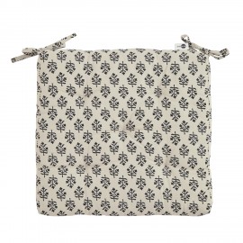 madam stoltz coussin de chaise galette coton noir blanc motif 45 x 45