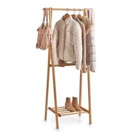 Portant a vêtements avec étagère en bois de bambou Zeller