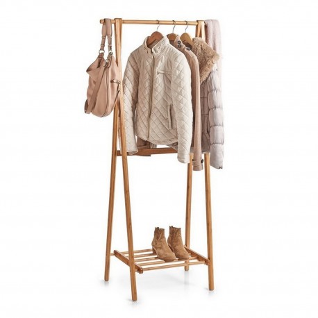 Portant a vêtements avec étagère en bois de bambou Zeller