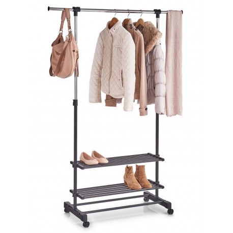 portant a vetements avec 2 etageres a chaussures zeller