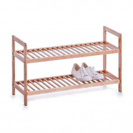 zeller etagere a chaussures 2 etages bois de bambou 13560