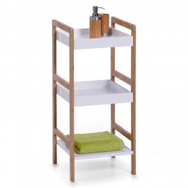 rangement salle de bains etagere a poser 3 niveaux blanc bambou zeller