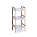 rangement salle de bains etagere a poser 3 niveaux blanc bambou zeller