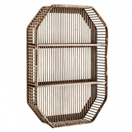 madam stoltz etagere murale bois bambou rotin naturel 18Y1105