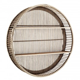 madam stoltz etagere murale ronde bois bambou naturel fonce 18Y1107