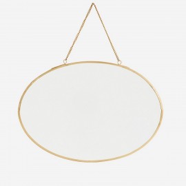 madam stoltz petit miroir ovale dore laiton chaine vintage