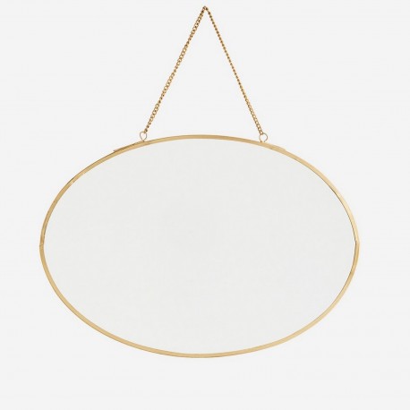 madam stoltz petit miroir ovale dore laiton chaine vintage