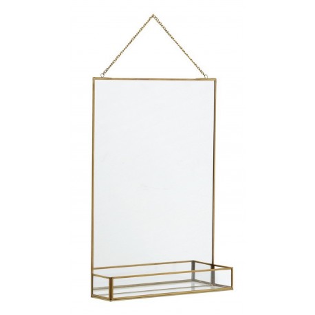 nordal miroir retro metal dore avec tablette