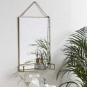 nordal miroir retro metal dore avec tablette