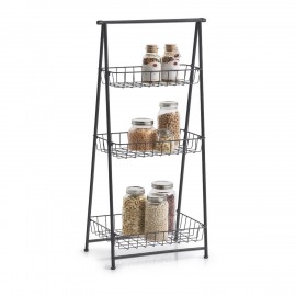 etagere echelle a poser 3 paniers metal filaire industriel noir zeller