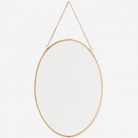 madam stoltz petit miroir mural ovale  cadre dore laiton