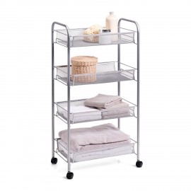 etagere etroite a roulettes 4 etages metal grillage zeller 18172