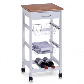 Desserte meuble d'appoint rangement cuisine bois Zeller blanc