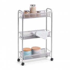 Étagère à roulettes étroite 3 étages métal Zeller