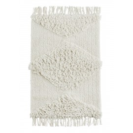 madam stoltz petit tapis tufte poil long blanc ecru