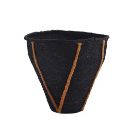 madam stoltz panier conique original noir orange jonc de mer herbier