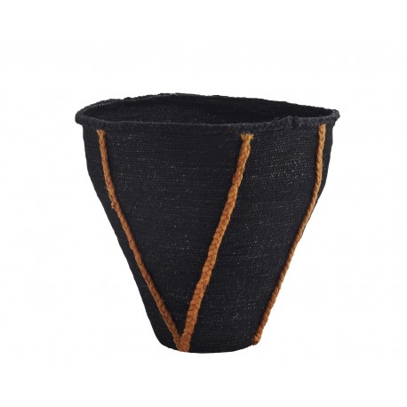 madam stoltz panier conique original noir orange jonc de mer herbier