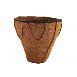 madam stoltz panier conique style ethnique orange herbier jonc de mer