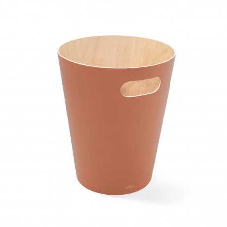 umbra corbeille a papier en bois orange terracota woodrow