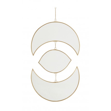 miroir mural decoratif boheme laiton croissant de lune