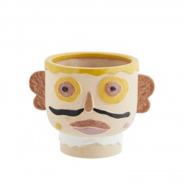 madam stoltz cache pot visage multicolore masque rigolo gres