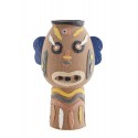 madam stoltz grand vase masque visage ethnique multicolore gres