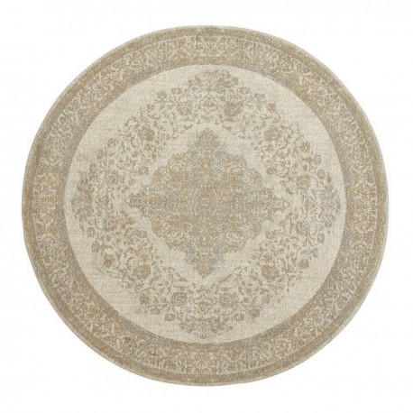 tapis rond motif style perse blanc ecru beige nordal pearl 140 cm