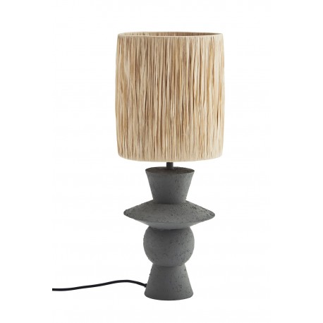 madam stoltz lampe de salon metal gris raphia beige naturel