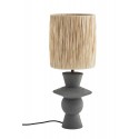 madam stoltz lampe de salon metal gris raphia beige naturel