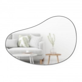 umbra miroir mural forme design organique cadre metal argent pebble