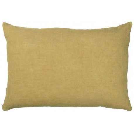 ib laursen housse de coussin rectangulaire lin uni jaune moutarde