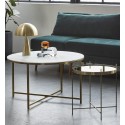 Table basse ronde métal doré verre blanc effet marbre Hübsch