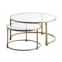 madam stoltz tables 2 basses rondes gigognes laiton antique verre G011