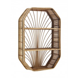 madam stoltz etagere murale bois rotin boheme vintage chic decorative