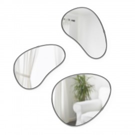 set de 3 miroirs organiques cadre metal gris umbra hubba