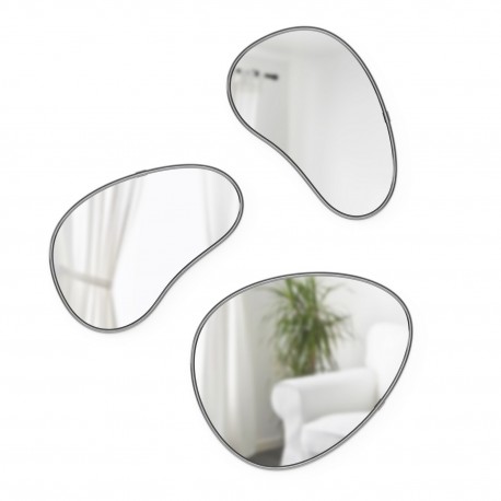 set de 3 miroirs organiques cadre metal gris umbra hubba