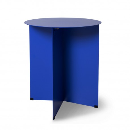 hkliving table basse bleue ronde metal fin bout de canape