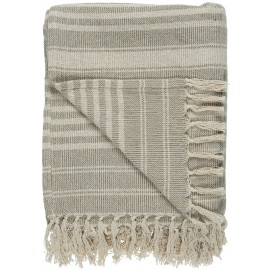 plaidbeigecremecoton rayures ib laursen