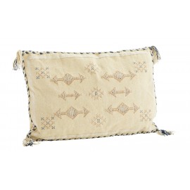 coussin brode boho beige rectangulaire coton madam stoltz