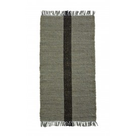 madam stoltz tapis de chambre vert franges rayure jute coton