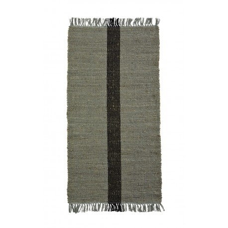 madam stoltz tapis de chambre vert franges rayure jute coton