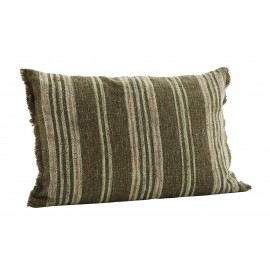 madam stoltz coussin rectangulaire vert rayures lin