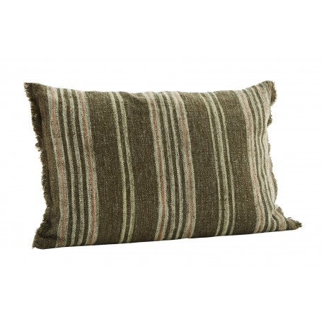 madam stoltz coussin rectangulaire vert rayures lin