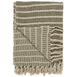 couverture coton raye vert blanc ecru ib laursen