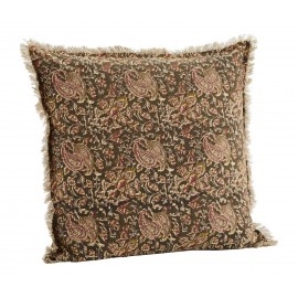 coussin boheme coton imprime madam stoltz vert rouge