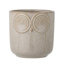 cache pot hibou decorratif gres beige bloomingville