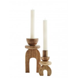 bougeoir graphique design bois sculpte acacia madam stoltz set 2