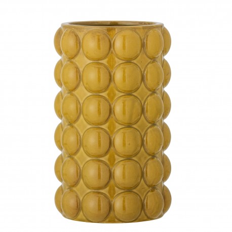 bloomingville vase retro vintage gres jaune bulles relief deia