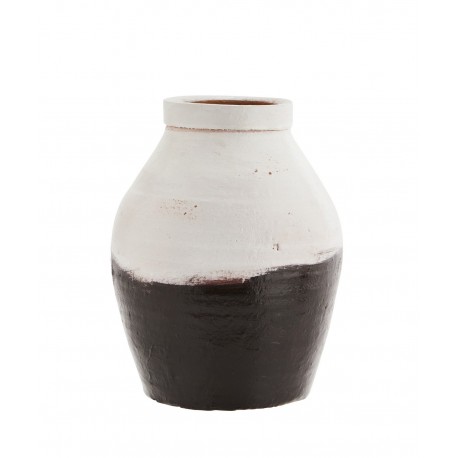 madam stoltz vase rustique gres marron blanc
